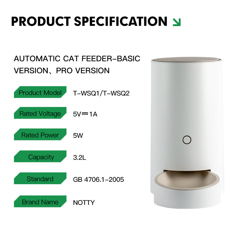 NOTTY High Quality 3.2L Round Meal Automatic Cat Feeder Machine With APP