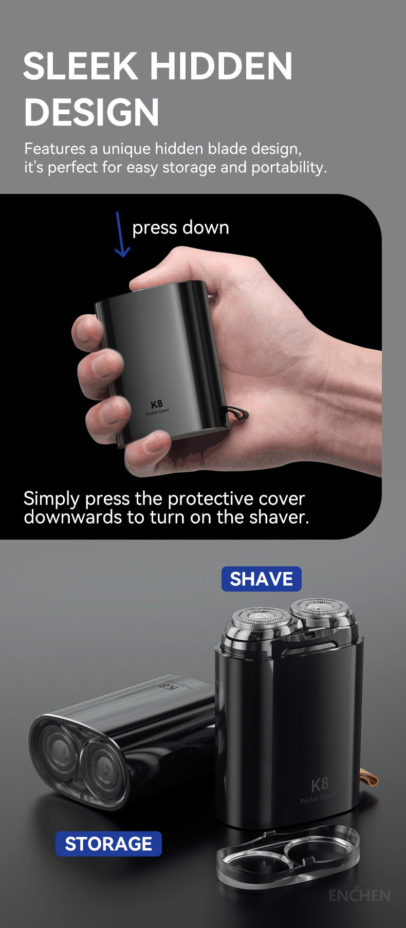 ENCHEN K8 Mini Shaver Portable Men's Shaver